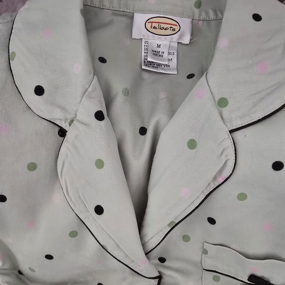 Talbots Medium Pale Green & Polka Dot Pajama Set - Picture 4 of 7